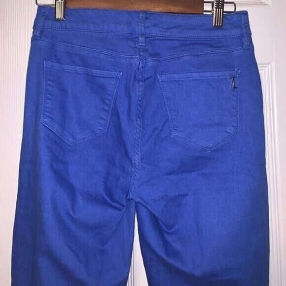 Isaac Mizrahi Blue Straight Leg Mid Rise Ankle Cropped Casual Pants Size 4 - Picture 6 of 9